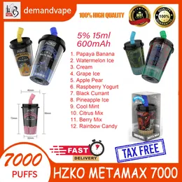 Hzko meta max 7000 puffs e papierosy jednorazowe urządzenie strąka 15 ml pojemność 600 mAh Vapena typ C 1,2 in Cewka siatki Idol Maks.