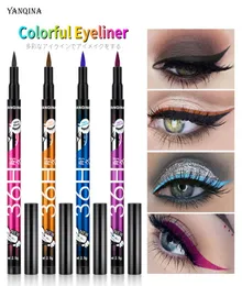 Yanqina 36h Makeup Eyeliner Pencil vattentät svart eyeliner penna ingen blommande precision flytande ögonfoder 12pcset1739369