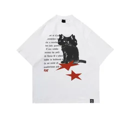 Män streetwear hip hop t shirt djur katter brev grafik t shirt överdimensionerad harajuku 2023 lös tshirt bomullstoppar tee hipster