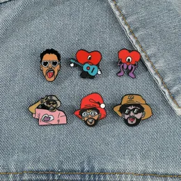bad bunny characters brooch Cute Anime Movies Games Hard Enamel Pins Collect Metal Cartoon Brooch Backpack Hat Bag Collar Lapel Badges