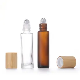 Rolo de vidro de 1/2 onças em garrafas 15 ml âmbar transparente de óleo essencial rolando embalagem cosmética