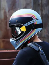 Motorcykelhjälmar Rymic Helmet Vintage Retro Racing Motorcykel Riding Full Face For Motocross Off Road Casco