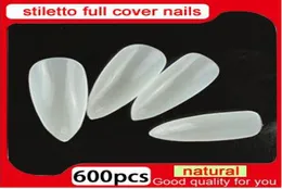 Hela nya salonger DIY Natural Acrylic Nail Tips Full Cover False Stiletto Nails 500 PCS100 PCS Fake Nail3863524