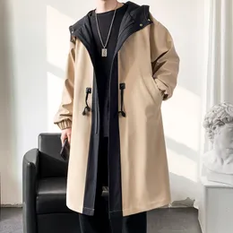 Мужские траншевые пальто пальто уличная одежда с длинной курткой хип -хоп мужской модная ветряная ветряная ветряная ветка