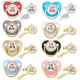 Smakiernicy# Modna smoczka Baby Shower Gift Rhinestone Pacifier Clips Łańcuch Smarówka Nippel Nowonarodzony SOOTORM BABY BABY BABIE I Love Mum Dadl231104