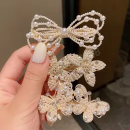 Forcine di perle d'imitazione coreane Artigli per capelli geometrici Farfalla Bowknot Clip Clip per capelli per capelli Accessori per capelli da donna