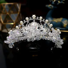 Silberfarbe Kristallkronen und Diademe Barockkrone Tiara für Frauen Braut Festzug Prom Diadem Hochzeit Haarzubehör