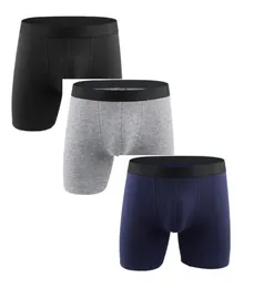 Underpants의 3 조각의 면화 랩핑 남성 스포츠웨어 롱 복서 속옷 대형 크기 230404