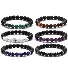 Filo 8mm Nero Lava Guarigione Pietra Sfaccettata Bracciale FAI DA TE Arom Diffusore di Olio Essenziale Per Le Donne Uomini Yoga Buddha Energia Gioielli