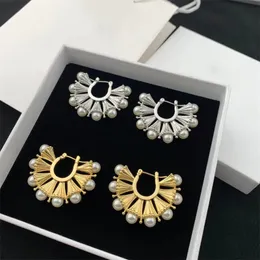 2023 New Fan-shaped Pearl Earrings FOR WOMEN Sweet Girl high-End Senior Hollow Water Drops Light Luxury Jewelry Accessories