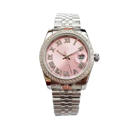 Fashion Pink Dial Ladies Watch Self Winding Mechanical Watch Original rostfritt stål Remmar Mänklockor par armbandsur orologi di lusso