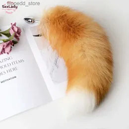 Andra massageföremål Separabla Anal Plug Real Fox Tail Cosplay Butt Plug Anal Sex Tail Vuxen Produkter Analsexleksaker för kvinnliga par Män Sexig Shop Q231104