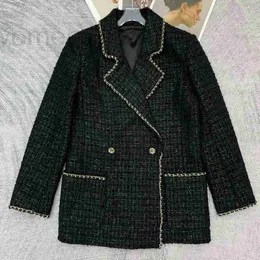 Giacche da donna firmate 2023 Autunno / Inverno Nuovo N Nanyou Gaoding Celebrity Style Catena a contrasto misto lana Polo Colletto Cappotto per donna XH0Z