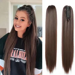 Ponytails Azqueen Synthetic 22" Long Straight Hair Claw Ponytail False Hair on Claw Clip Tail House Ponytail Tail Hair 230403