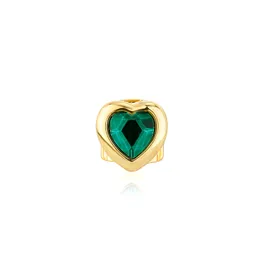 Hip Hop Rapper Dental Teeth Grillz Gold Shed Hollow Out Emerald Heart Love Single Tooth Fashion Jewelry Tooth Grills Wholesale Performance Smycken 1925