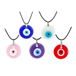 Pendant Necklaces 30Mm Coloured Resin Evil Eyes Necklaces Fashion Turkish Lucky Blue Eye Necklace For Friend Jewelry Gift Drop Deliver Dhinz