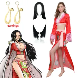 Cosplay anime oka shichibukai boa han cosplay uniforme peruca brincos traje de halloween para mulher menina