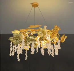 Ljuskronor pendelljus lyxig kristall vardagsrum land retro mat gyllene konst gren dekorativ lampa