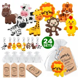 Party Favor 24 piece jungle hunting animal keychain suitable for party supplies children's bag filling treasure 230404