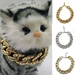 Hundehalsbänder Strass Halsband Luxus Pet Mass Rap Hip Hop Kubanische Kette Big Gold Pechera Para Perro Supplies