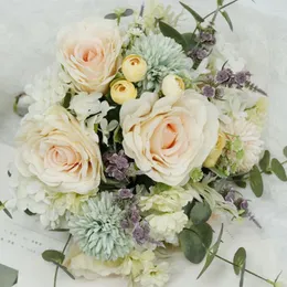 Flores de casamento buquês de peônia champanhe para noiva artificial buquê de dama de honra acessórios centros de mesa para boda
