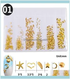 Nail Salon Health Beautynail Art Decorations Dapai Thin Aessories Summer Shell Slider Studs Mixed 3D Diy Hollow Metal Frame Gold3168368