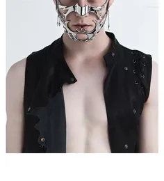 Fermagli per capelli Maschera gotica di moda Cyber Punk Face Liquido irregolare Colore argento Accessorio per gioielli unisex per feste