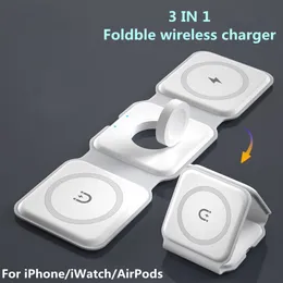 15W Magnetic Wireless Charger 3 in 1 Stand Foldable for iPhone 13 12 11 Pro/Airpod Pro 3/i Watch 7 Portable Fast Charging Charger