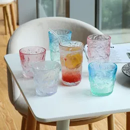 Glacier Texture Glass Cup Clear Frosted Tumbler and Rocks Glasses Old Fashioned Drinkware for Water Whisky Beer Juice Iced Coffee