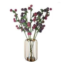 Dekoratif Çiçekler 12 PCS Küçük Diken Toplar Ev Düğün Dekorasyonları Vazo Mariage Cadeau için sahte yapraklar ile yapay çiçek ortanca