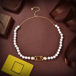 Collana di perle di design Gioielli con maglie a catena in oro Designer di lusso Collane F Ciondolo da uomo Bracciale d'amore per donna Accessori Bijoux con scatola