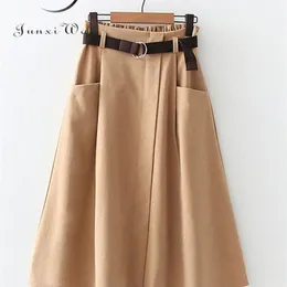 Skirt Casual Spring e Autunno Solid High Waist Irregular Taste Midi Fashion Simple Elegant Saia Faldas 230403