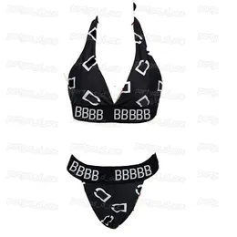 Letters Printed Damen Bikinis Bademode Padded Push Up Split Badeanzug Sommer Strandurlaub Badeanzüge
