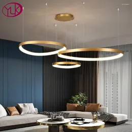 Chandeliers YOULAIKE Modern Led Chandelier For Living Room Single Ring Design Hanging Lamp Dining Bedroom Suspension Light Fixture