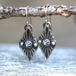 Dangle Earrings Vintage Ancient Metal Drop For Women Jewelry Tribal Ethnic Leaf Geometric Rhombic Earring Accessories