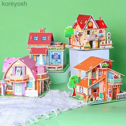 Kitchens Play Food 3D Paple Card Puzzle ręcznie robione DIY House Villa Building Puzzle Toys for Kindergarten Education Kids Prezent231104