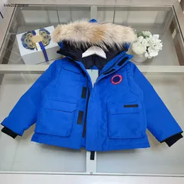 Новая зимняя детская куртка с полным комплектом этикеток, пуховое детское пальто, размер 110-150, ветрозащитное детское пальто с плюшевым воротником, Nov05