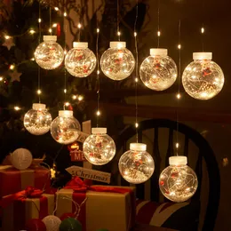 Other Event Party Supplies Navidad LED Curtain String Light Ball Santa Claus Christmas Year Decortions for Home Xmas Tree Decoration 230404