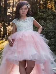 Girl Dresses Lace Fishtail Fluffy Print Layered Princess Flower Dress Wedding Party Ball First Communion Dream Kids Gift