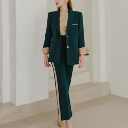 Kvinnors tvåbitar byxor Zawfl Loose Elegant Blazer Pant passar Formell Women Office Lady 2023 Autumn Solid Long Sleeve Coat Trouser 2 Set