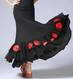 Przyjazd sceniczny Kobiety Waltz Flamenco Ballroom Dance Costume High Taist