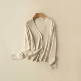 Women's Blouses 120'S German G Yangzi Worsted Wool V-neck Knitted Cardigan For Women