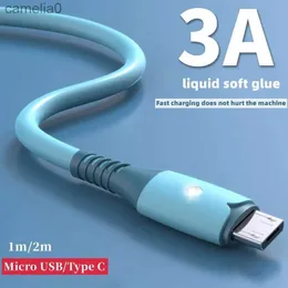 Cell Phone Cables Liquid Silicone Ultra-fast Charging Cable LED Light Micro USB /Type-C USB Interface for Samsung Huawei Mobile Phone Data CableL231104