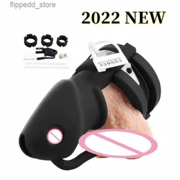 Outros itens de massagem Novo bloqueio de castidade de silicone multicolorido dispositivo de castidade anel peniano bondage gaiola pênis sissy brinquedos sexuais para homens produtos adultos 18 Q231104