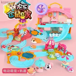 Kitchens Play Food Electric Pet Hamster Simulation Kitchen Ice Restaurant Rotating mouse pretend Play House Scene Racing Track Toys for KidsL231104