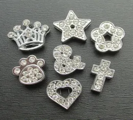 100pcslot Zinc Alloy DIY Rhinestone Slide parts for pet collars bands DIY slider accessories charms9592254