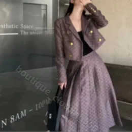 23ss Fall/Winter Womens Designer Casual Dress High quality G jacquard fabric short suit jacket coat with a press fold Dresses suit skirt