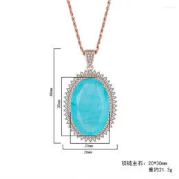 Kedjor Fashion Trend S925 Silver Inlaid 5a Zircon Ladies Personality Paraiba Big Pendant Dan-formad huvudsten