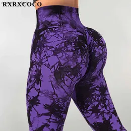 Women's Leggings RXRXCOCO Women Seamless Leggings High Waist Slim Fitness Pants Push Up Workout Sport Leggings For Women Tie Dye Gym Pants Q231104
