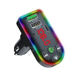 F7 Handsfree Bluetooth 5.0 FM Transmitter Modulator Car Mp3 Player 3.1A Fast Charger Type C TF card U Disk Cat Kit Car Accessories